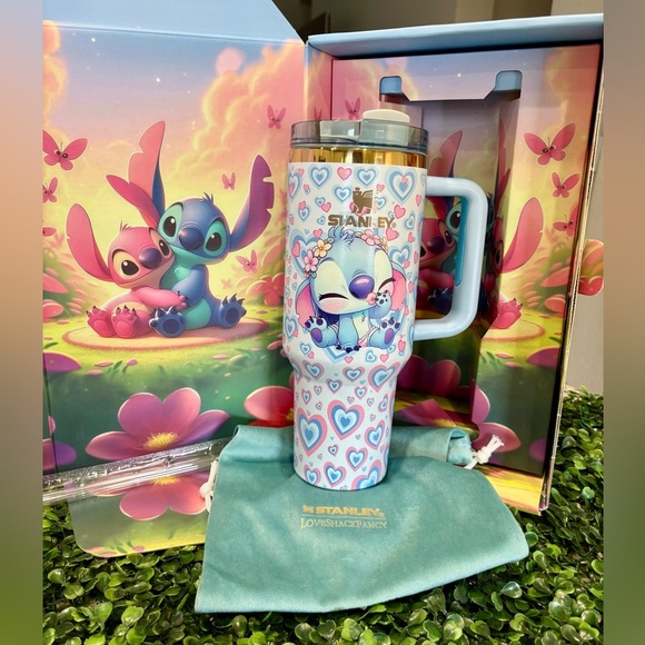 Stanley Other - Customized Stanley Pink and Blue Tumbler with Straw